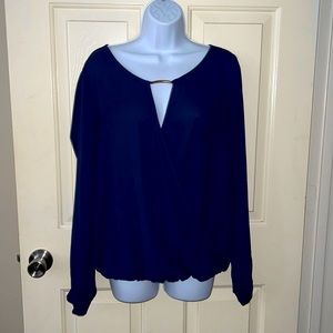 Navy & Sheer Ladies Top